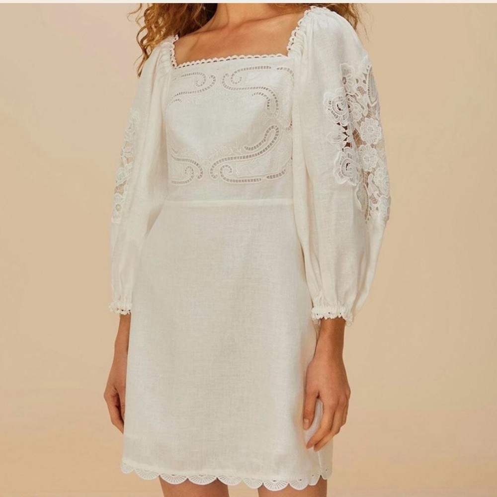 White Eyelet Square-Neck Mini Dress